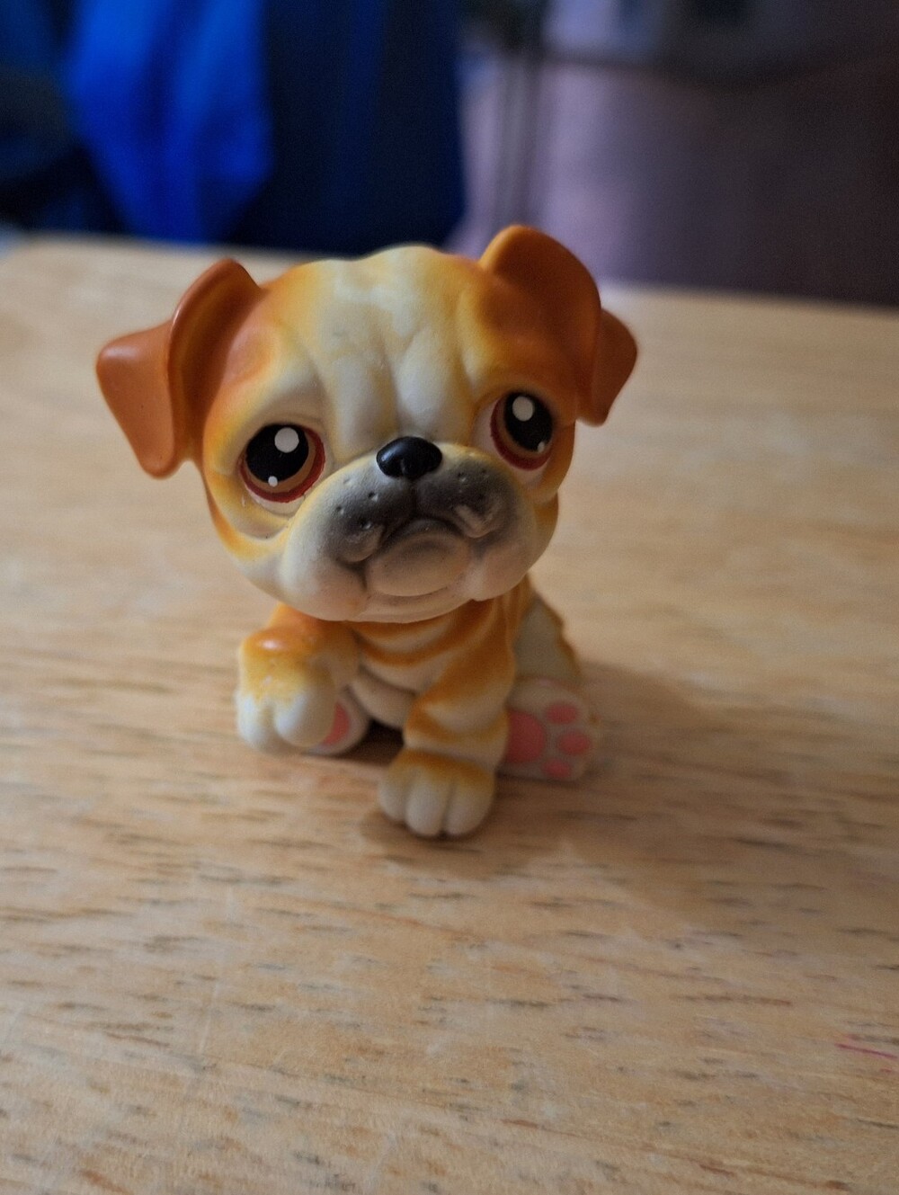 Littlest Pet Shop #46 Hasbro Dog Bulldog Beige Caramel BROWN Eyes
